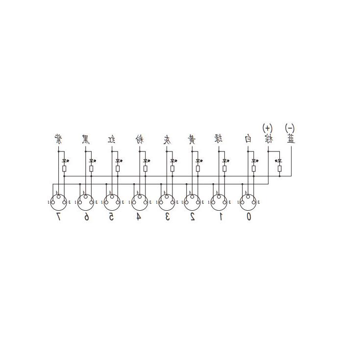 M8 junction box, single channel, PNP, 8-port integrated, LED, PVC non-flexible cable, gray sheathing, 23P821-XXX