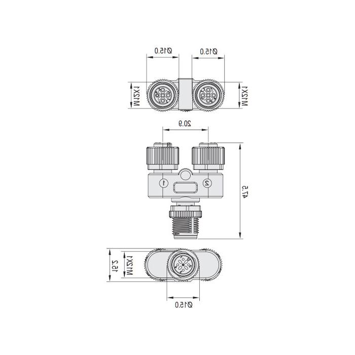 M12 4Pin公头/2M12 3Pin母头、Y型插接器、644491